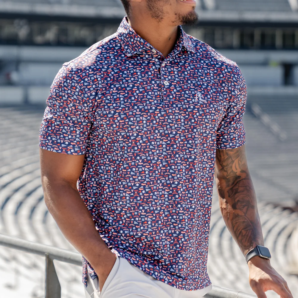 The UVA Gameday Men's Short Sleeve Collegiate Polo Admiral Navy