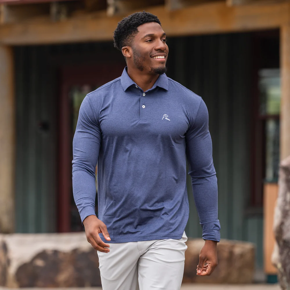 Heather Men's Long Sleeve Performance Polo