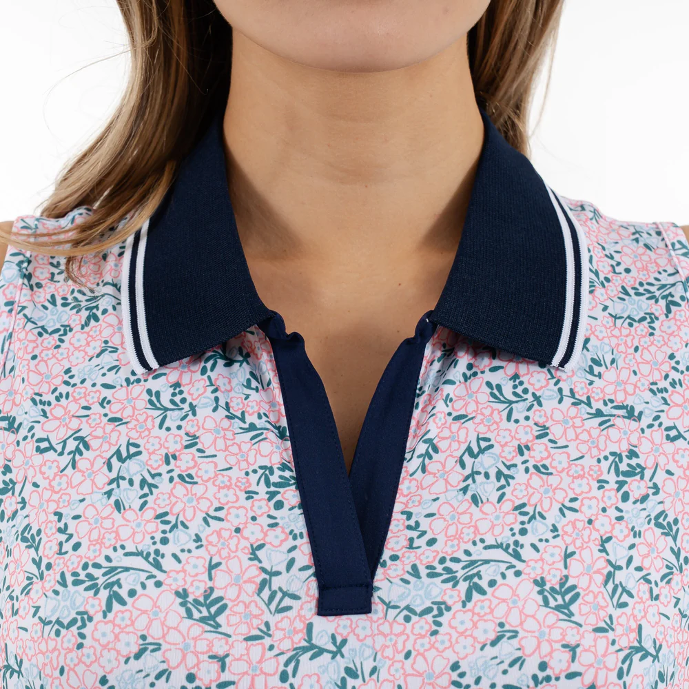 Brooke Sleeveless Performance Polo Women's Brooke Sleeveless Performance Polo The Fleur - White