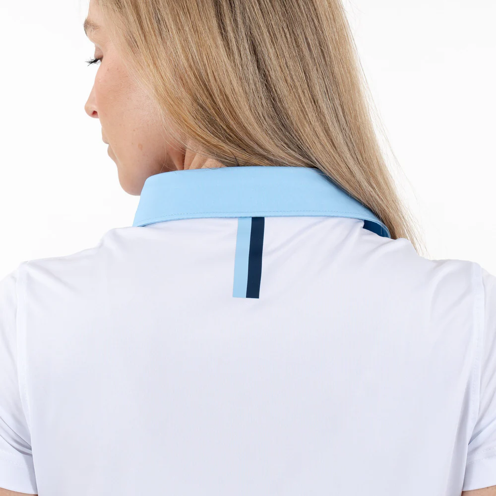 Cornelia Stripe Performance Polo Women's Short Sleeve Performance Polo White/Pure Blue