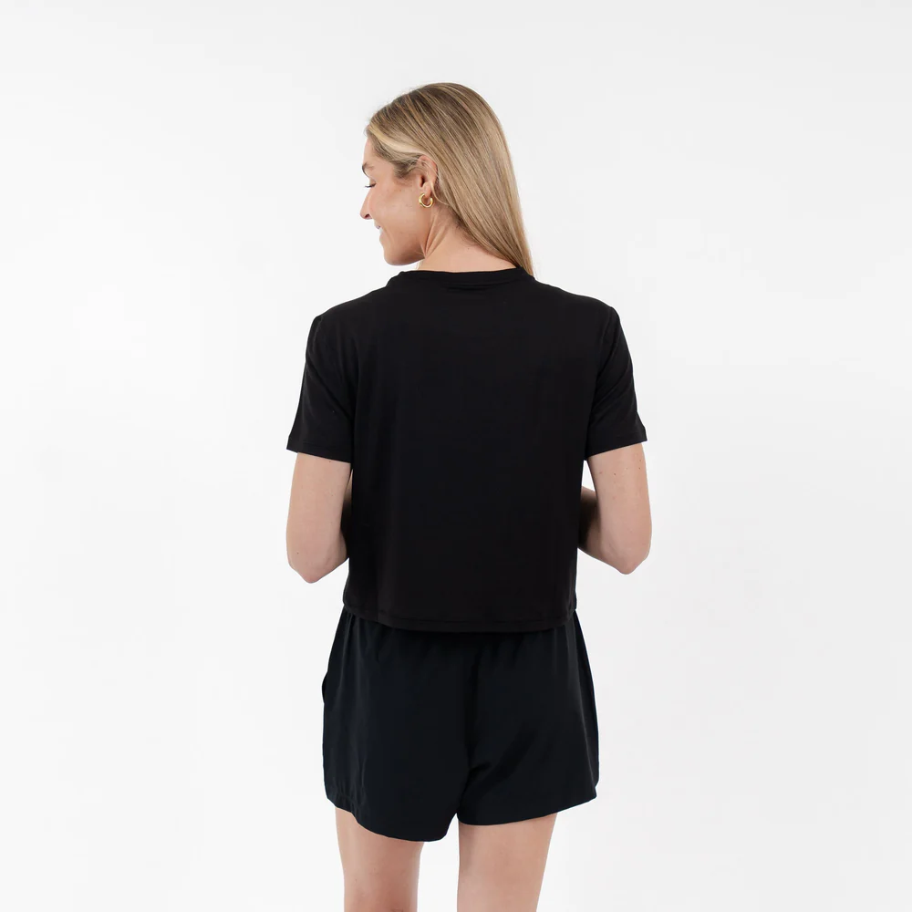 Drift Performance Crop Tee Women's Short Sleeve Drift Crop Performance Tee Midnight Black