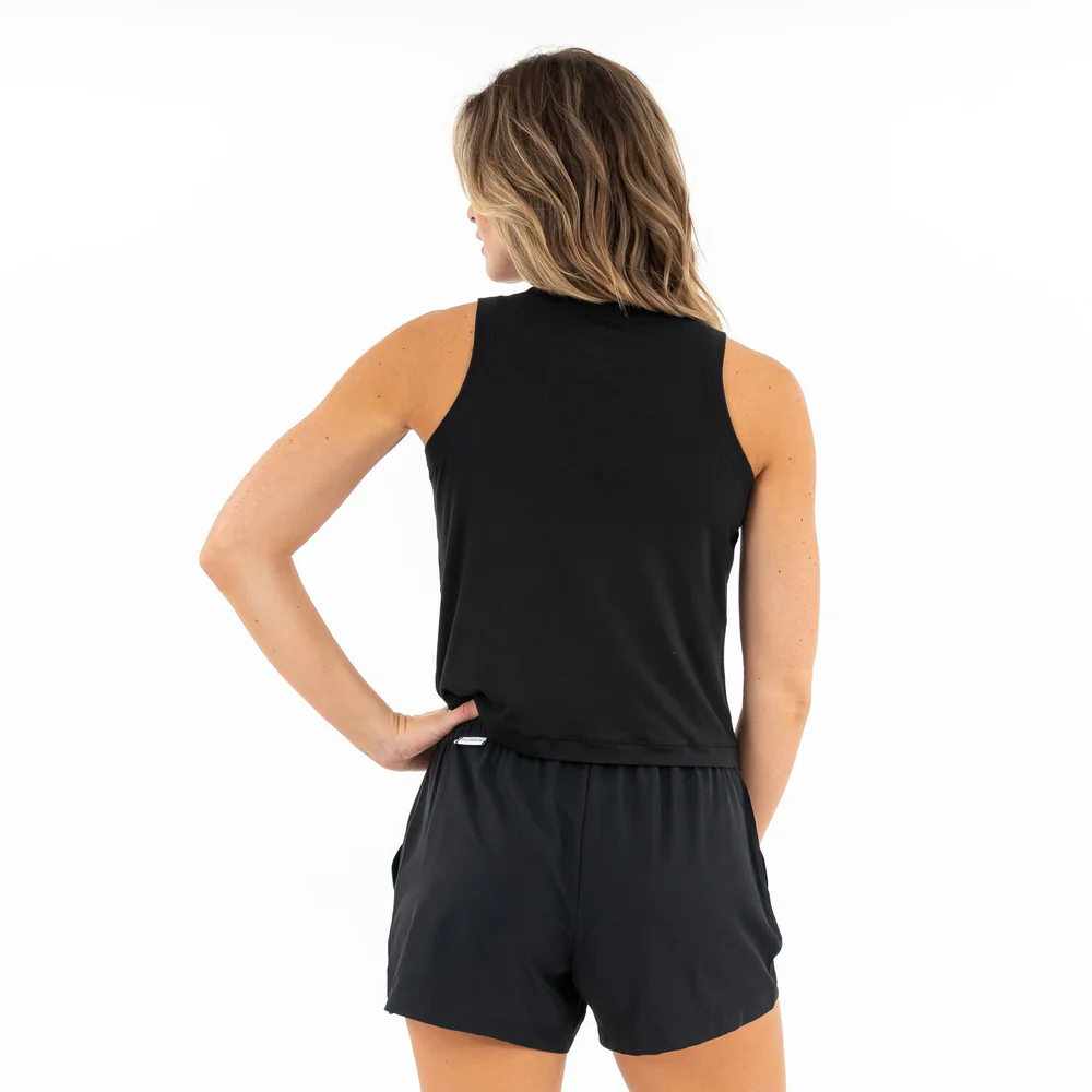 Drift Performance Crop Tank Women's Drift Crop Performance Tank Midnight Black