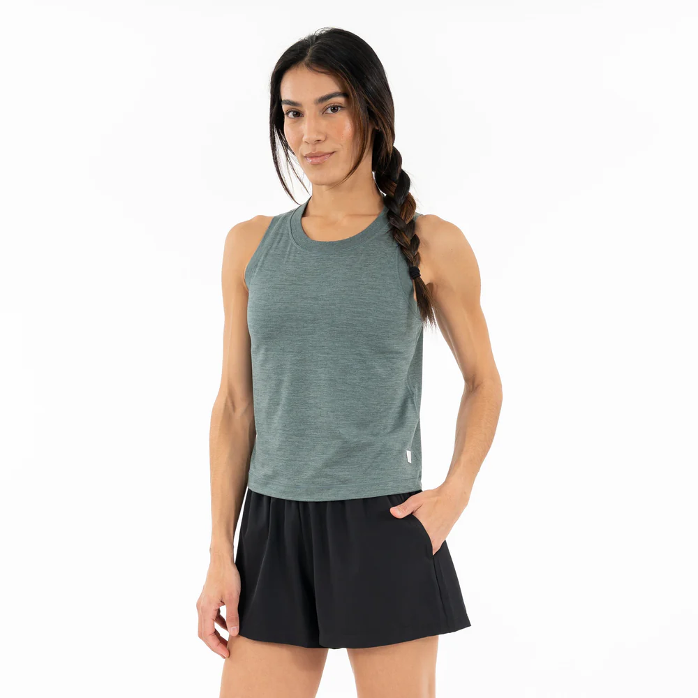 Drift Performance Crop Tank Women's Drift Crop Performance Tank Heather - Jungle Green/Dusty Pine