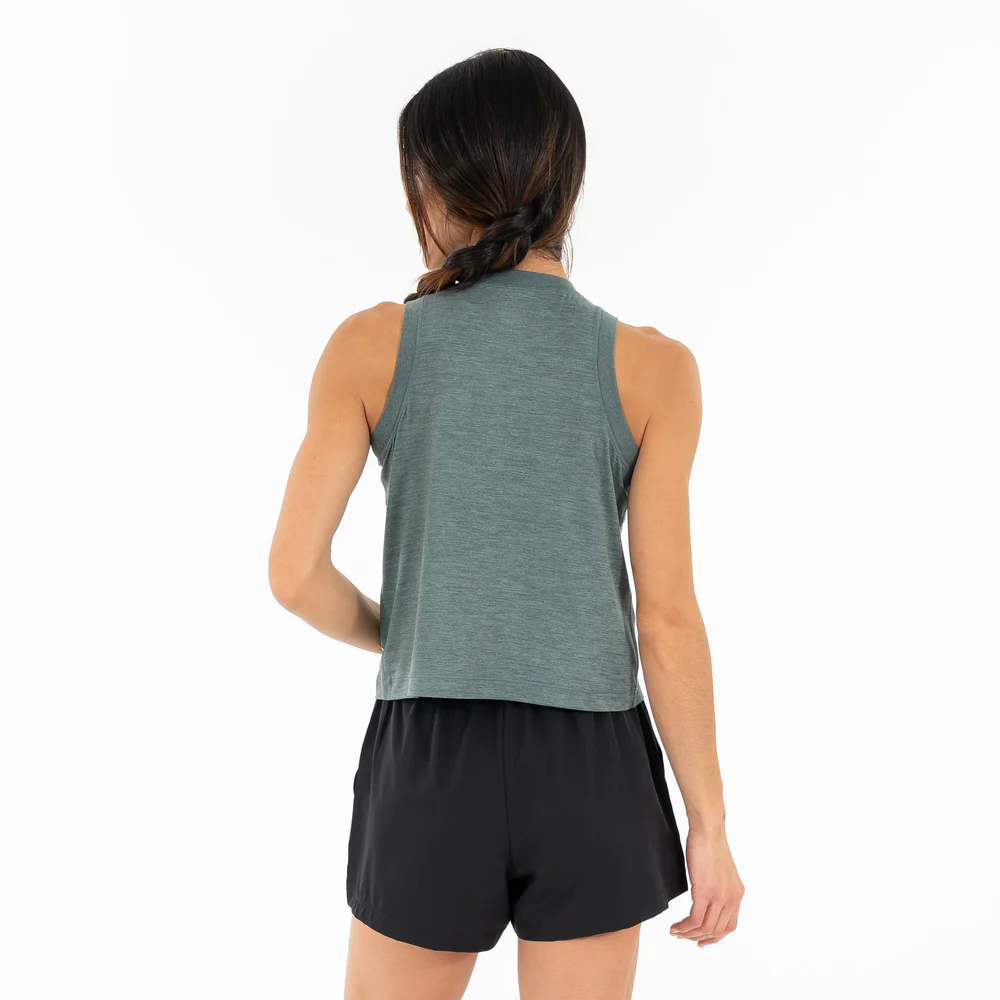 Drift Performance Crop Tank Women's Drift Crop Performance Tank Heather - Jungle Green/Dusty Pine