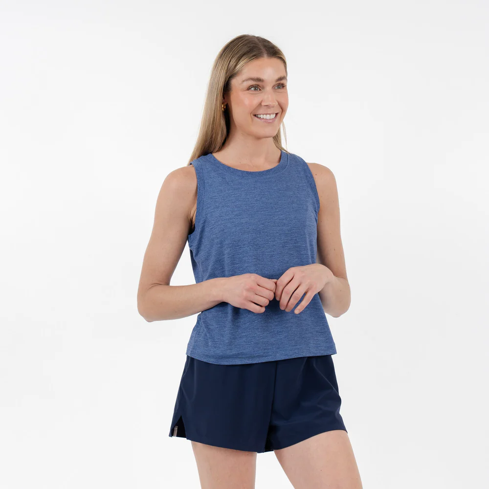 Drift Performance Crop Tank Women's Drift Crop Performance Tank Heather - Flag Blue