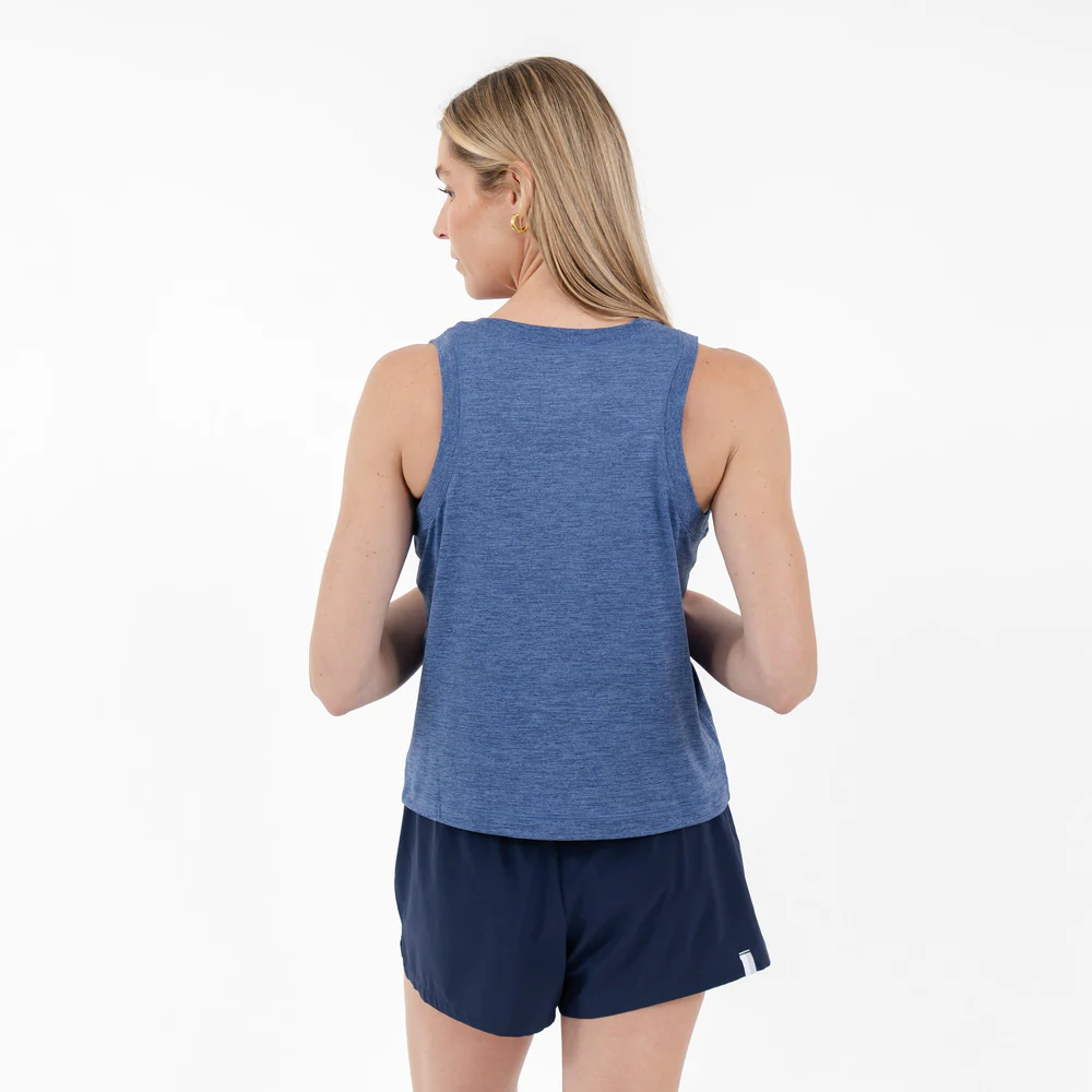 Drift Performance Crop Tank Women's Drift Crop Performance Tank Heather - Flag Blue