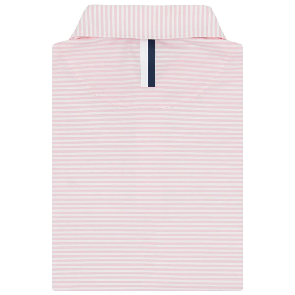 The Barts Heather Stripe Men's Short Sleeve Performance Polo Lotus Pink/White