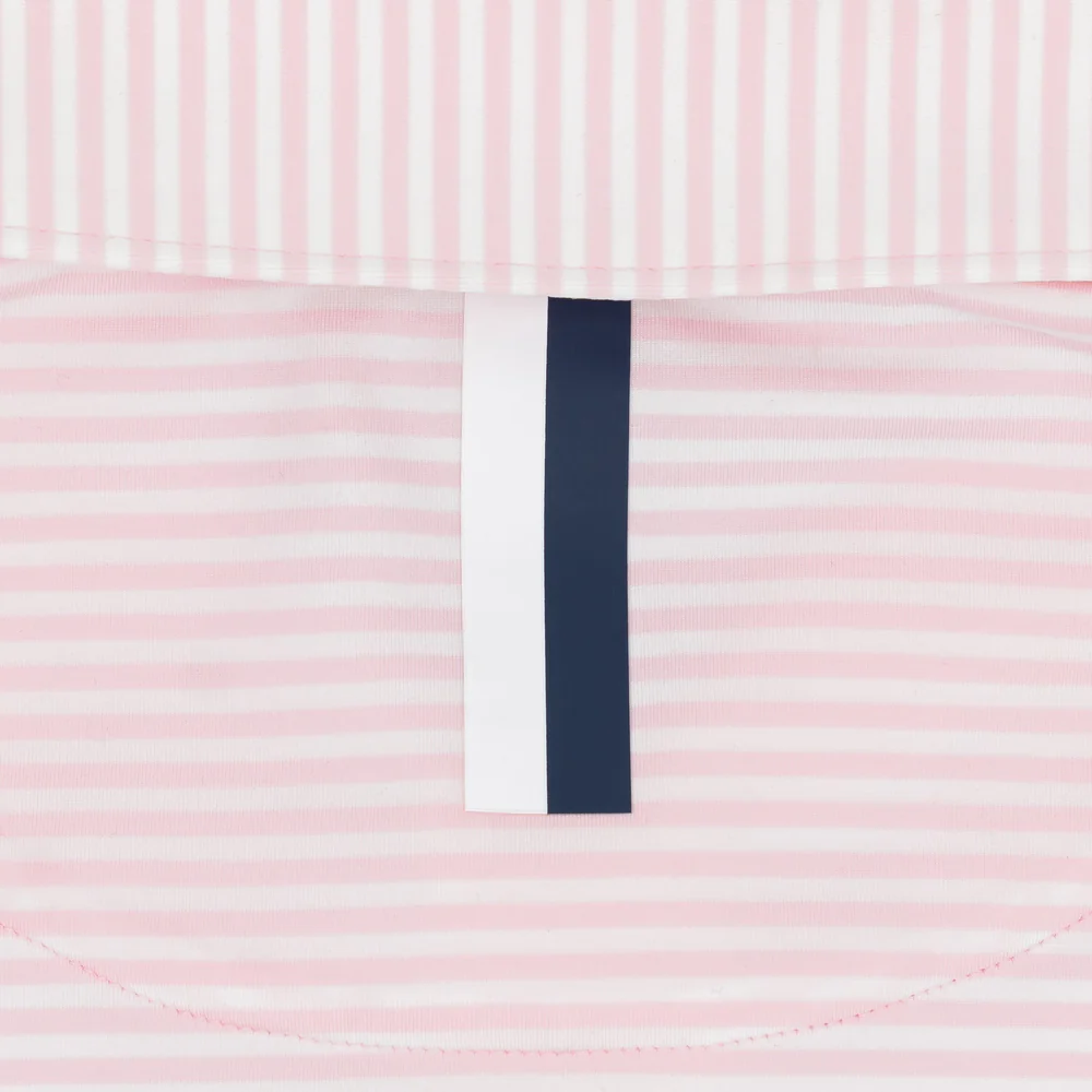 The Barts Heather Stripe Men's Short Sleeve Performance Polo Lotus Pink/White