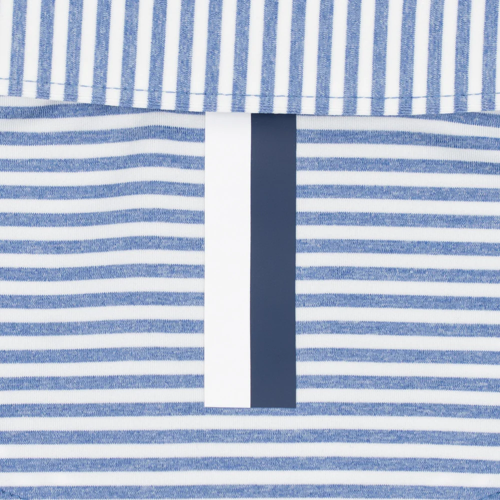The Barts Heather Stripe Men's Short Sleeve Performance Polo Dusk Blue/White