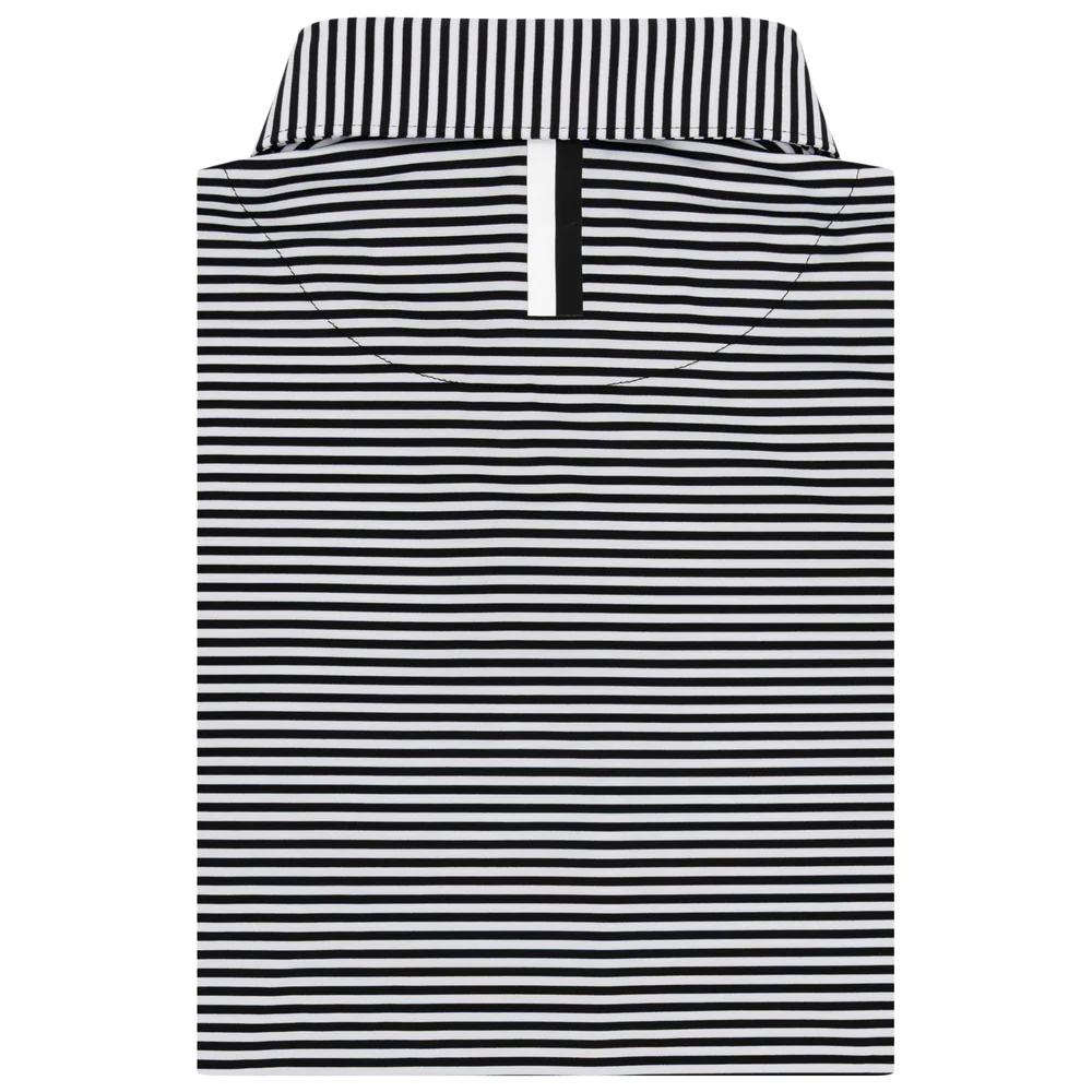 The Birdie Stripe Men's Short Sleeve Performance Polo Midnight Black/White
