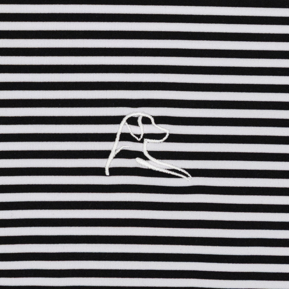 The Birdie Stripe Men's Short Sleeve Performance Polo Midnight Black/White