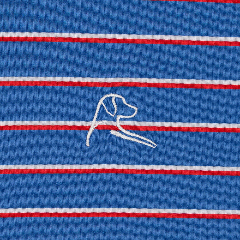 The Old Glory Stripe Men's Short Sleeve Performance Polo Short Stop Blue/Classic Red/White