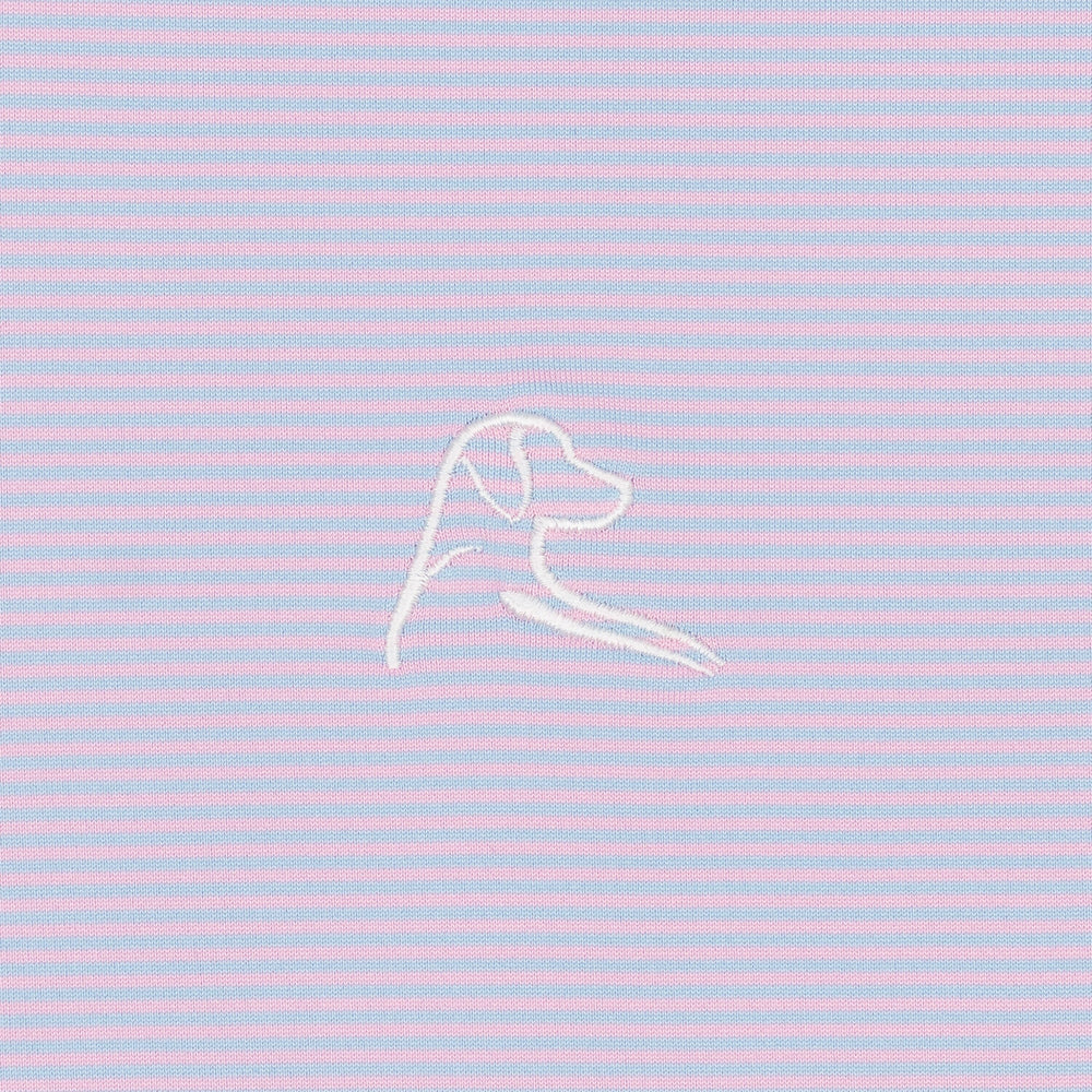 The Crispy Stripe Men's Short Sleeve Performance Polo Zenith Blue/Lotus Pink