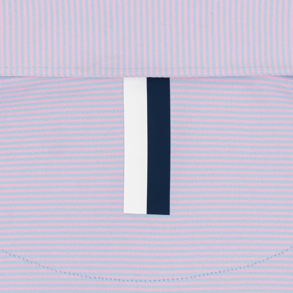 The Crispy Stripe Men's Short Sleeve Performance Polo Zenith Blue/Lotus Pink