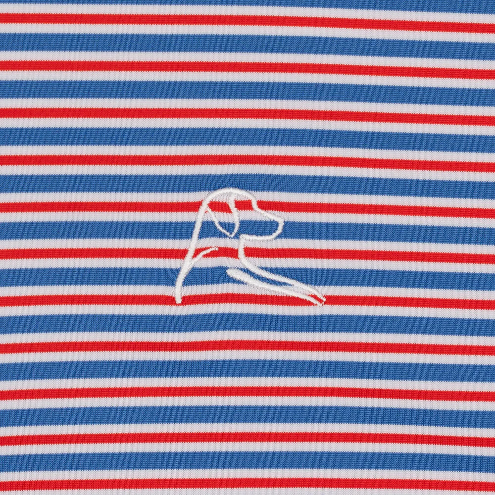 The Steward Stripe Men's Short Sleeve Performance Polo White/Short Stop Blue/Classic Red - USA