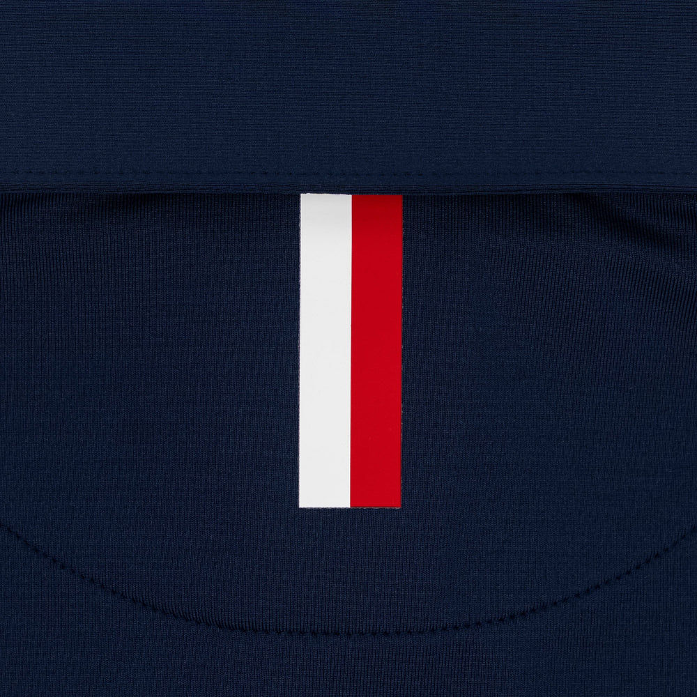 The Cannon Stripe Men's Short Sleeve Performance Polo Fleet Navy/Ivory/Cardinal Red