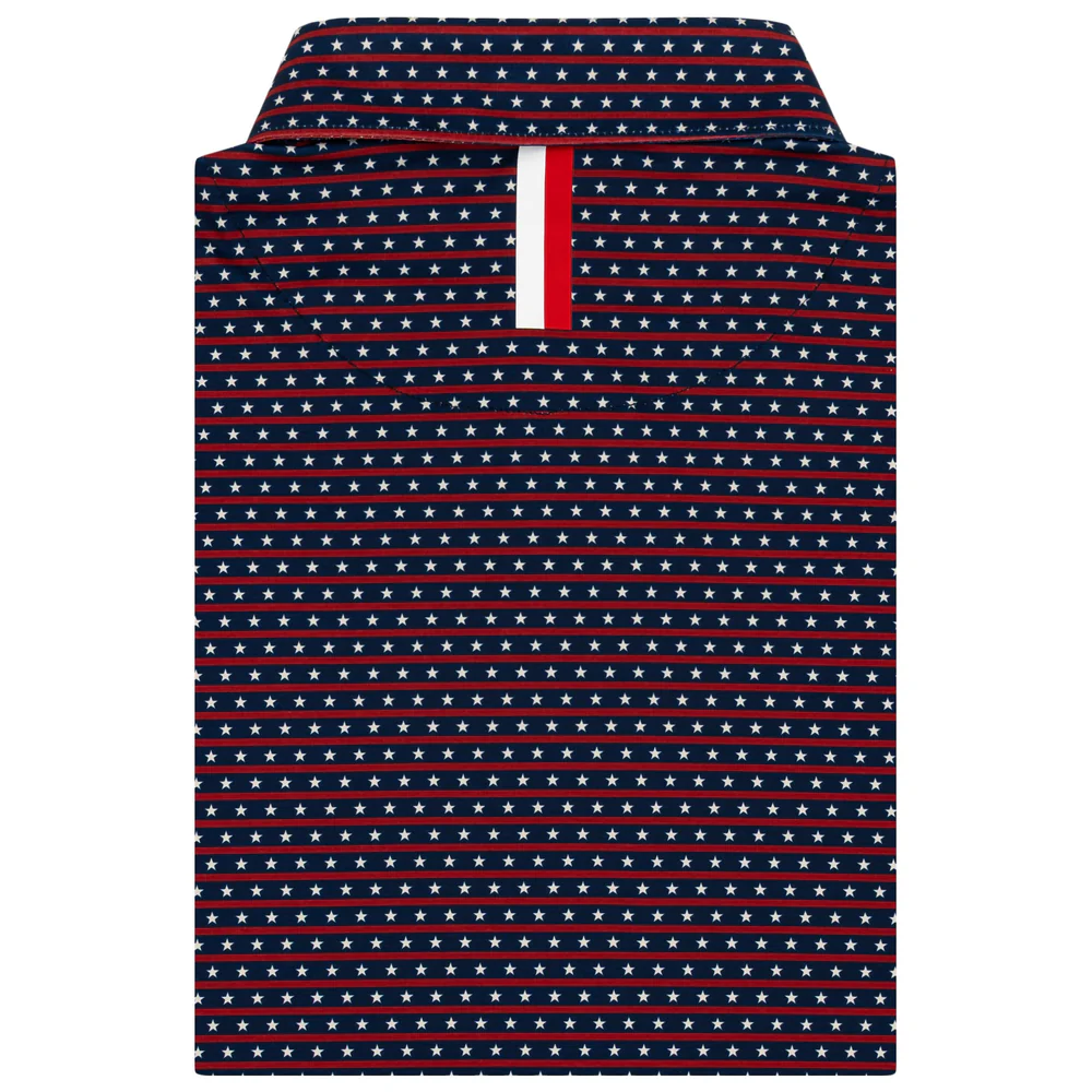 The Liberty Stripe Men's Short Sleeve Performance Polo Fleet Navy