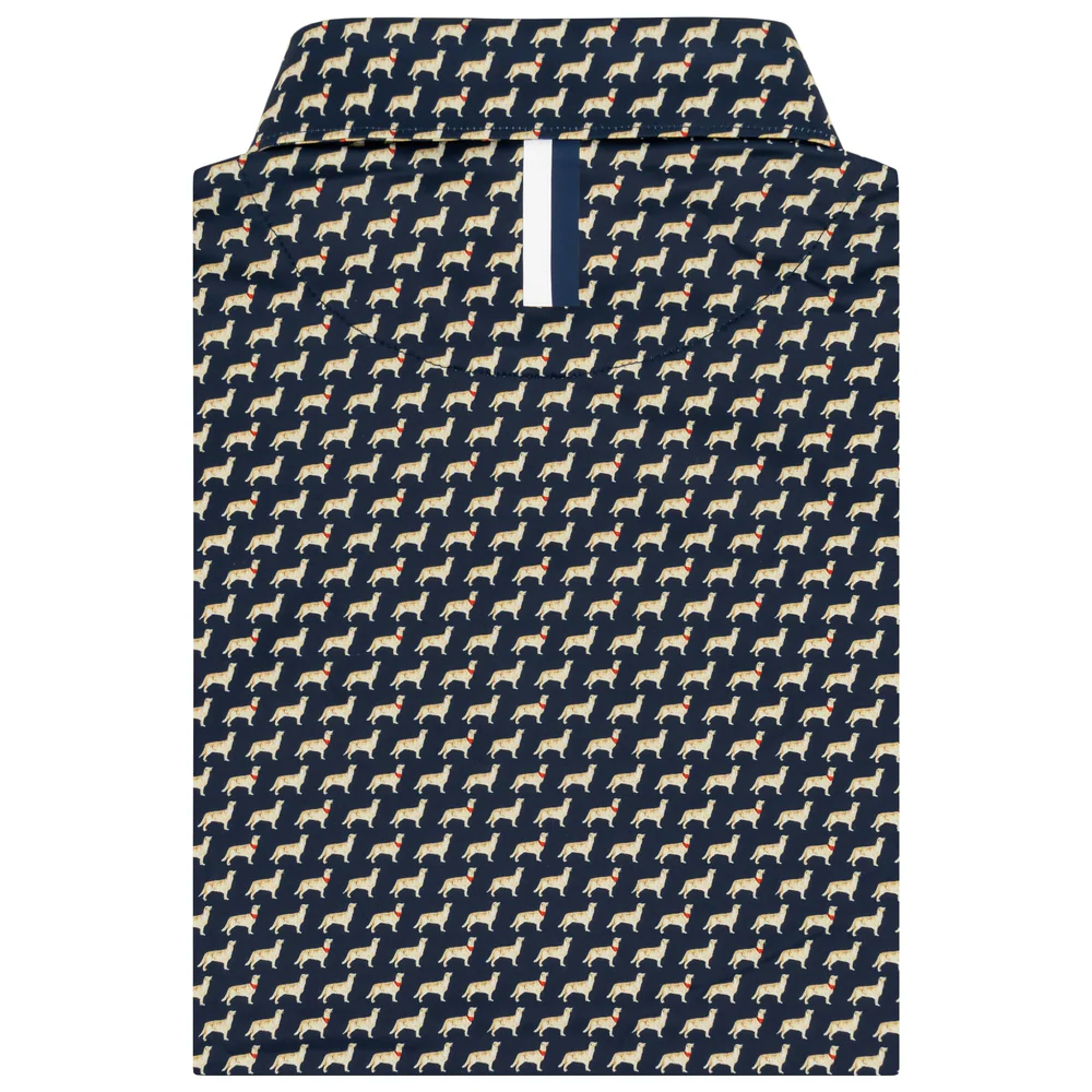 The Golden Retriever Men's Short Sleeve Performance Polo Fleet Navy
