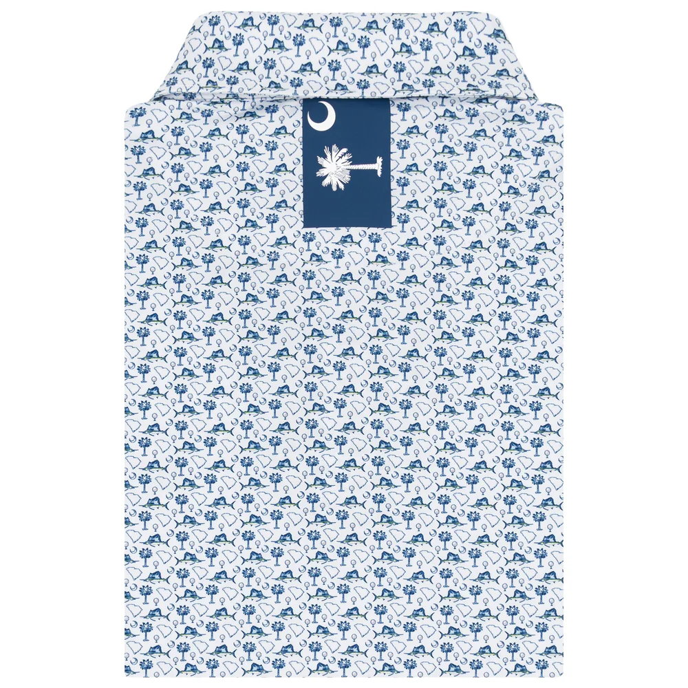 The Palmetto Catch Men's Short Sleeve Performance Polo White