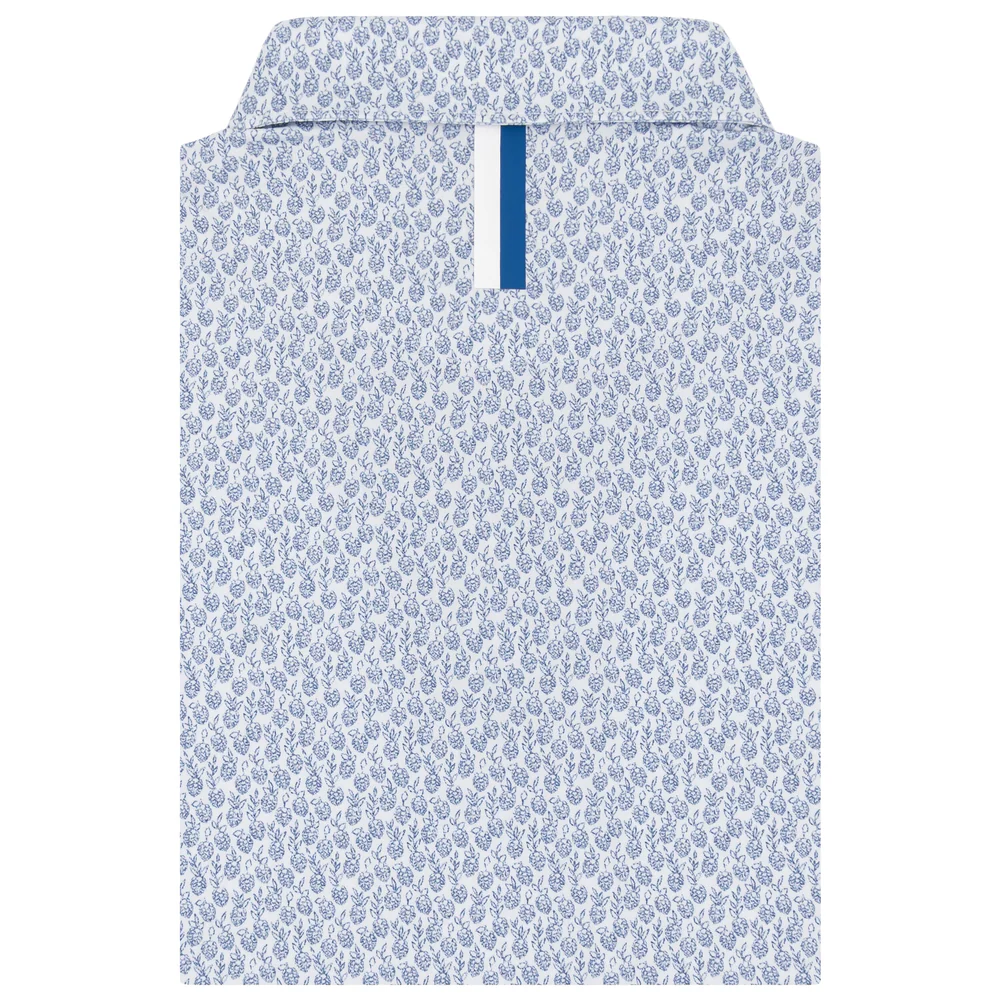 The Hops Floral Men's Short Sleeve Performance Polo White