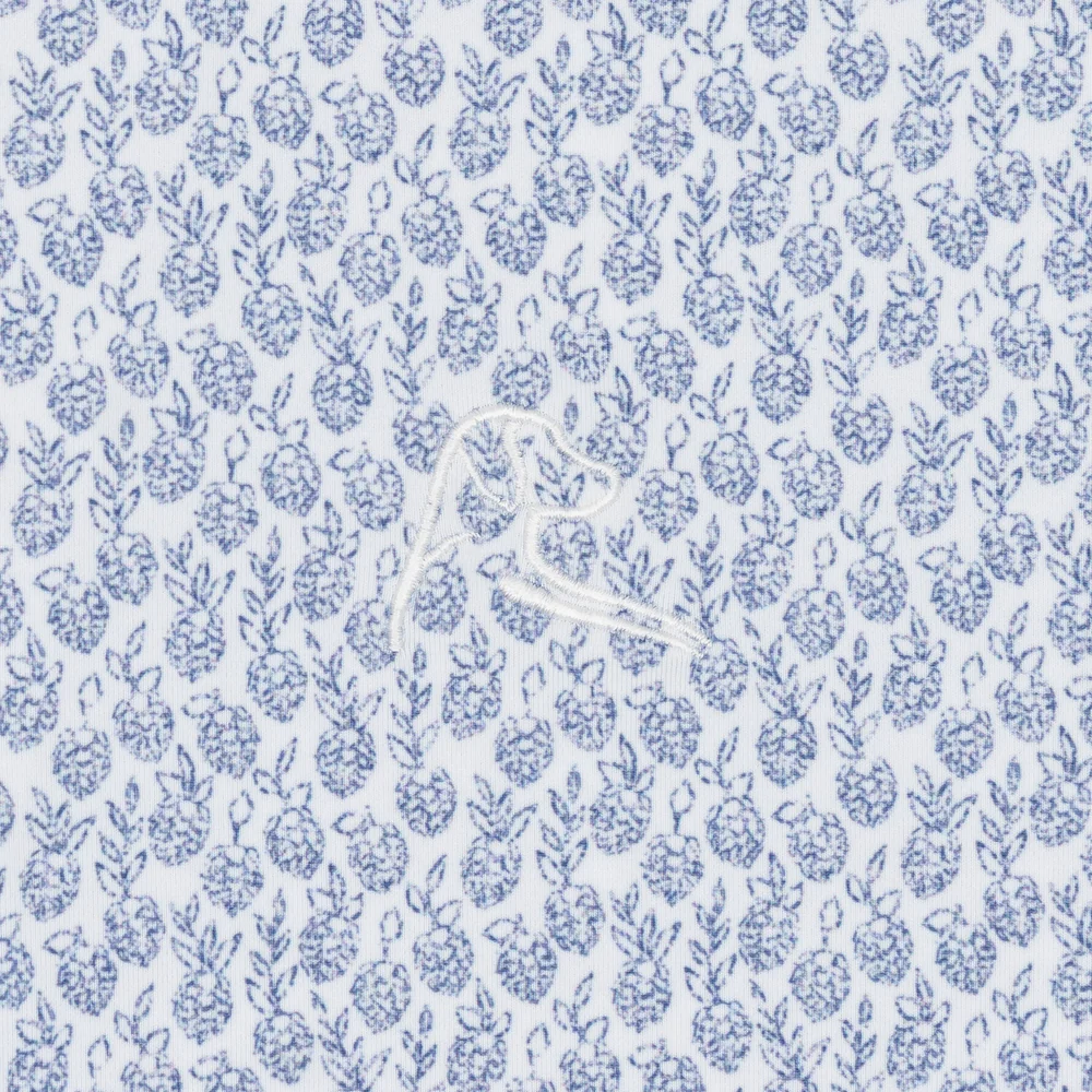 The Hops Floral Men's Short Sleeve Performance Polo White