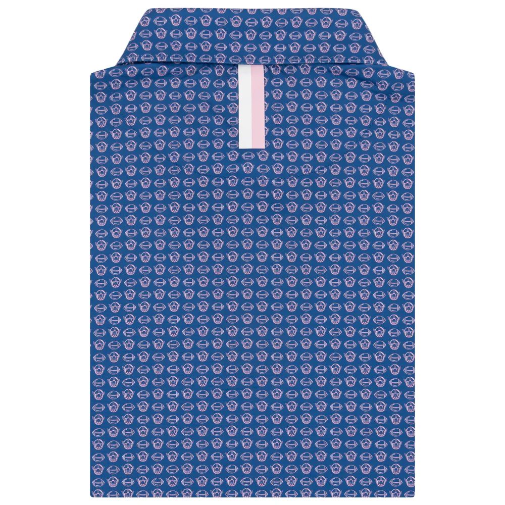 The Pigskin Men's Short Sleeve Performance Polo Short Stop Blue