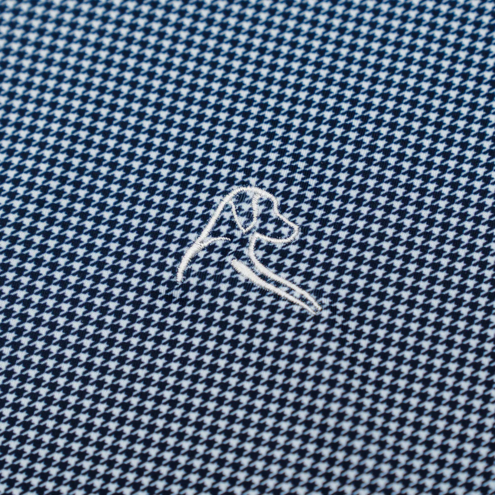 The Dogstooth Houndstooth Men's Short Sleeve Performance Polo Fleet Navy/White