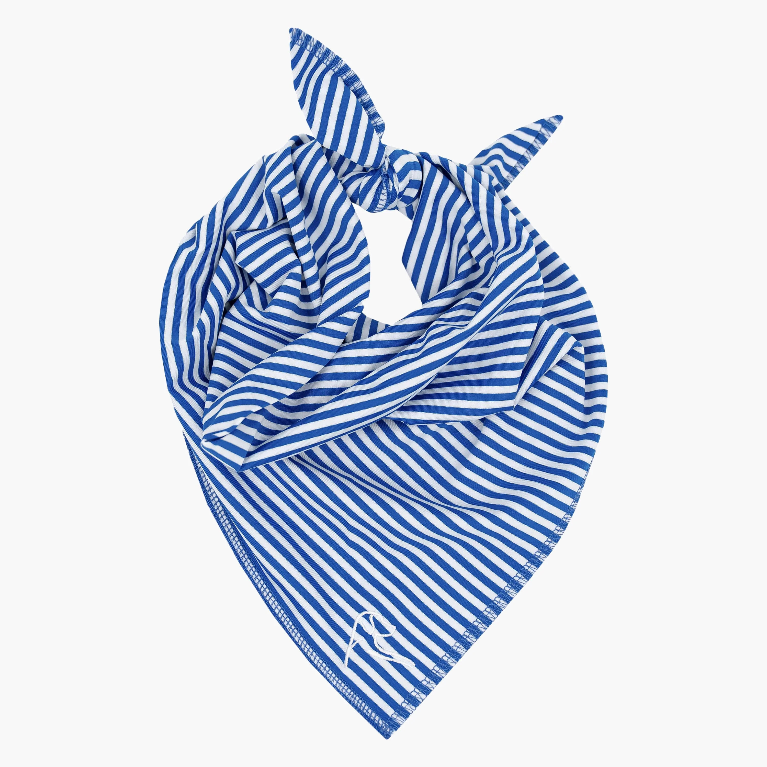 The Birdie Stripe Dog Bandana Cobalt Blue/White